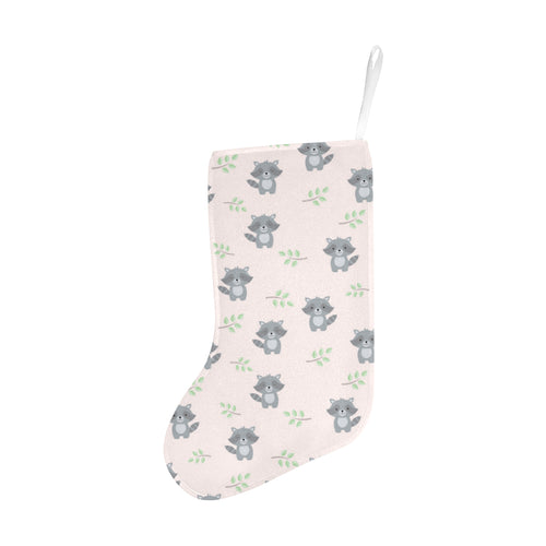 cute raccoons leaves pattern Christmas Stocking