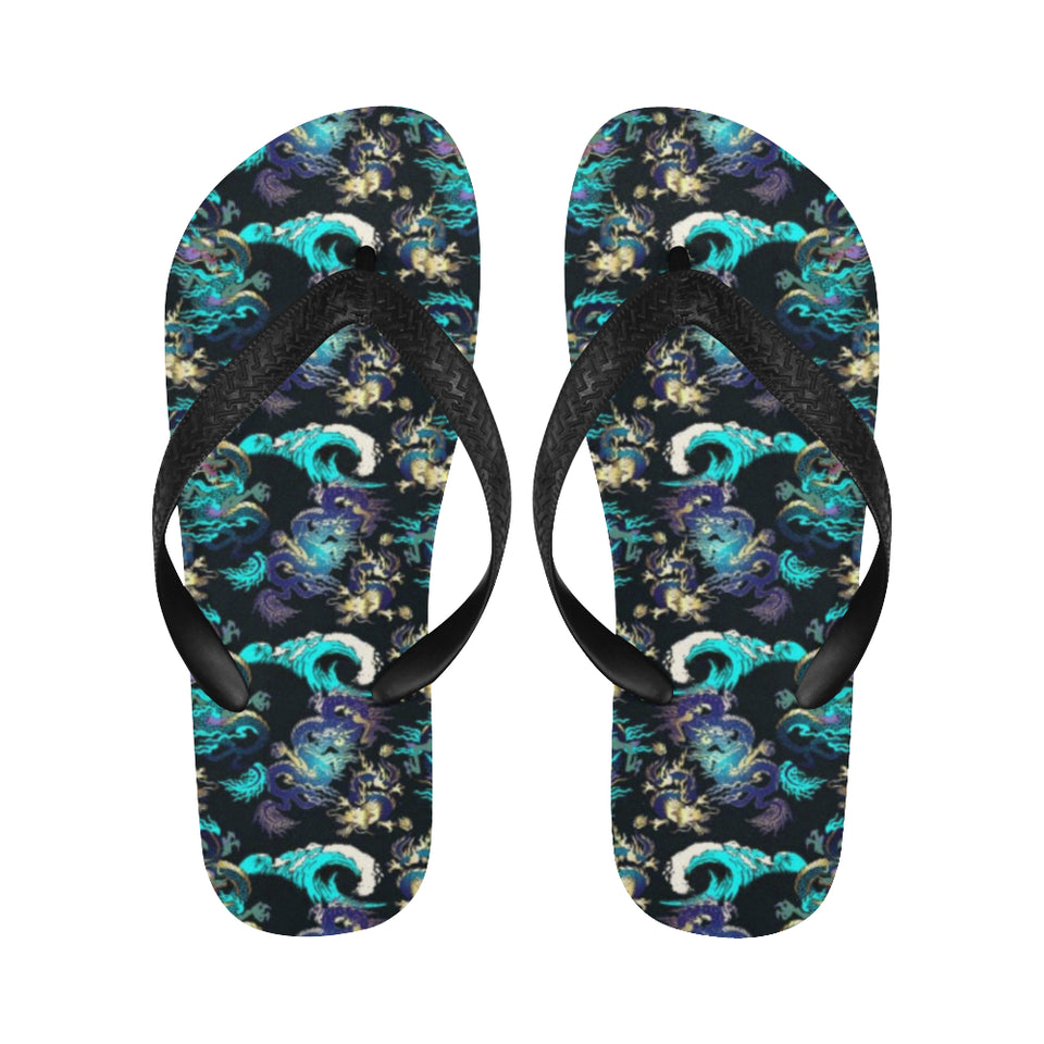 Dragon sea wave pattern Unisex Flip Flops