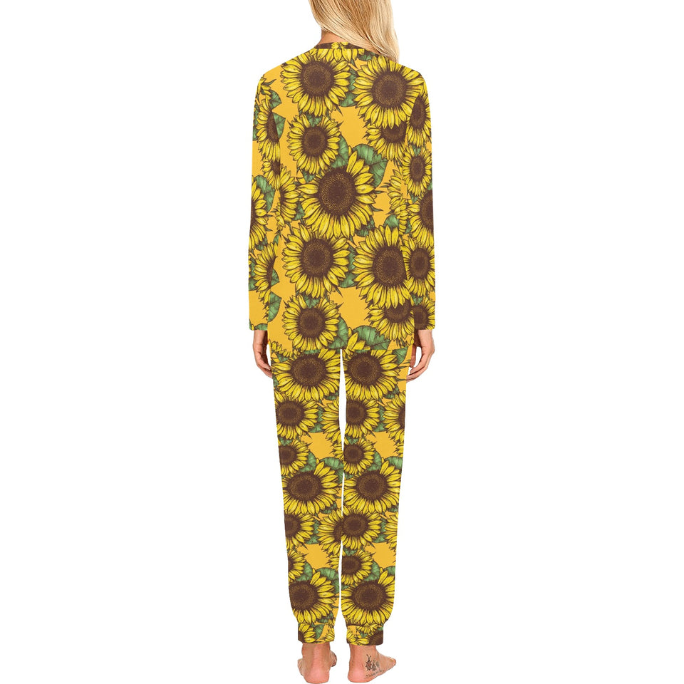 Sunflower pattern Women's All Over Print Pajama Set