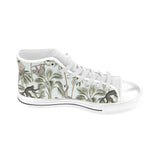 Monkey sloth lemur palm trees pattern Men's High Top Canvas Shoes White