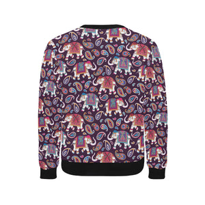 Elephant indian style ornament pattern Men's Crew Neck Sweatshirt