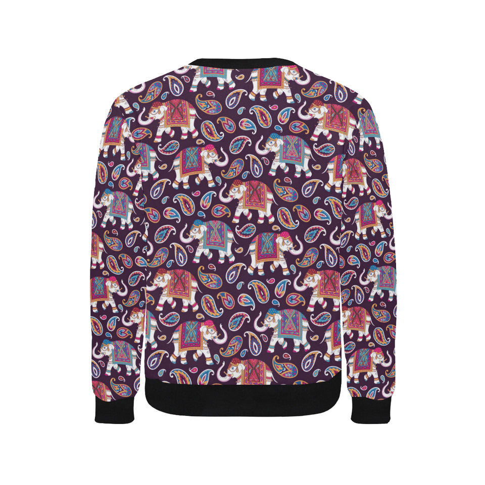 Elephant indian style ornament pattern Men's Crew Neck Sweatshirt