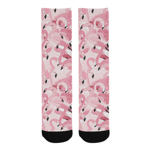 Pink flamingos pattern background Crew Socks