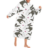 Boston terrier dog hearts vector pattern Blanket Robe with Sleeves