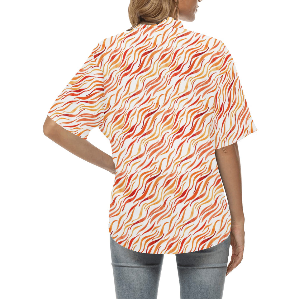 Fire flame watercolor pattern Women's All Over Print Hawaiian Shirt