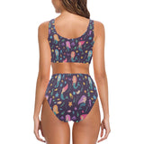 beautiful mermaid Fish jellyfish algae other marin Chest Bowknot High Waisted Bikini Swimsuit
