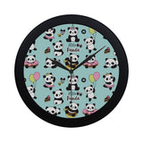 Cute baby panda pattern Elegant Black Wall Clock
