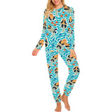 Cute sea otters fishe sea urchin pattern Women's All Over Print Pajama Set