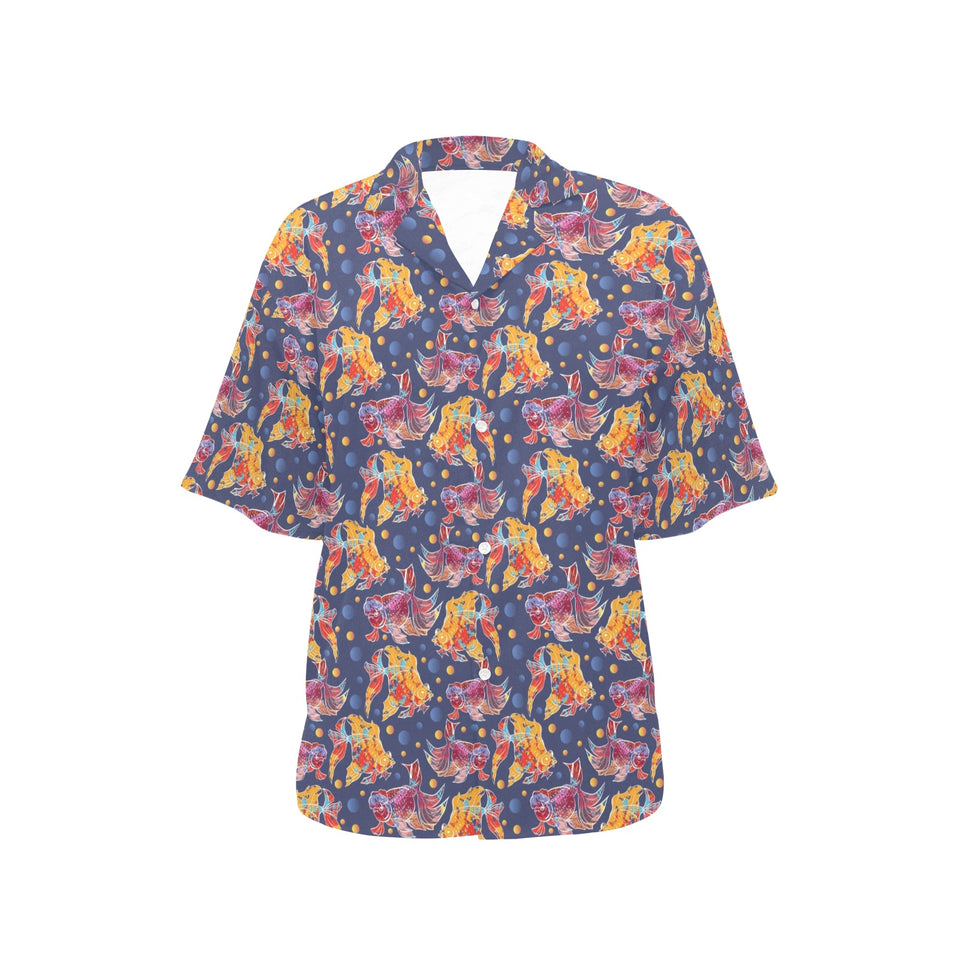 Goldfish Pattern Print Design 05 Women's All Over Print Hawaiian Shirt