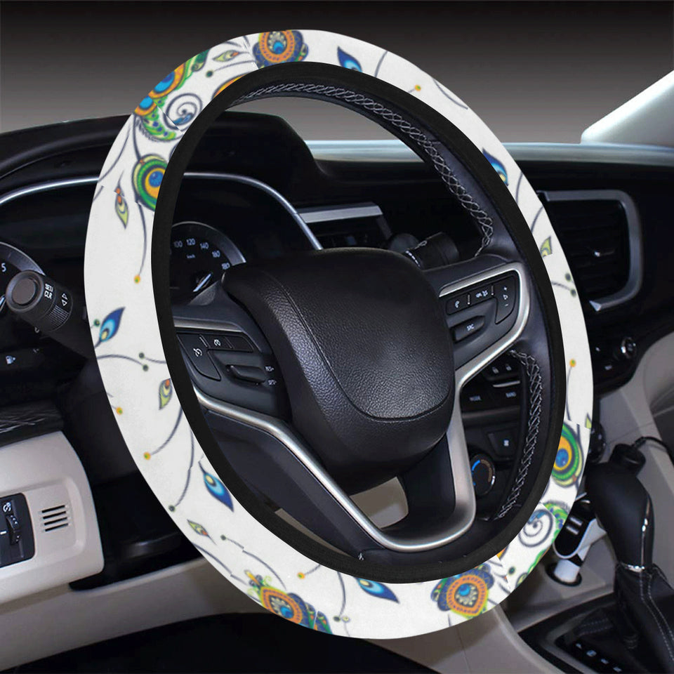 Peacock feather pattern Car Steering Wheel Cover