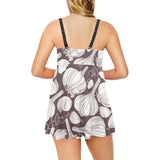 Garlic bulb dark background Chest Sexy Pleated Two Piece Swim Dress