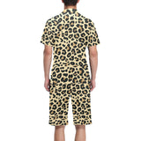 Leopard print design pattern Men's V-Neck Short Pajama Set
