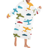 Airplane star cloud colorful Blanket Robe with Sleeves
