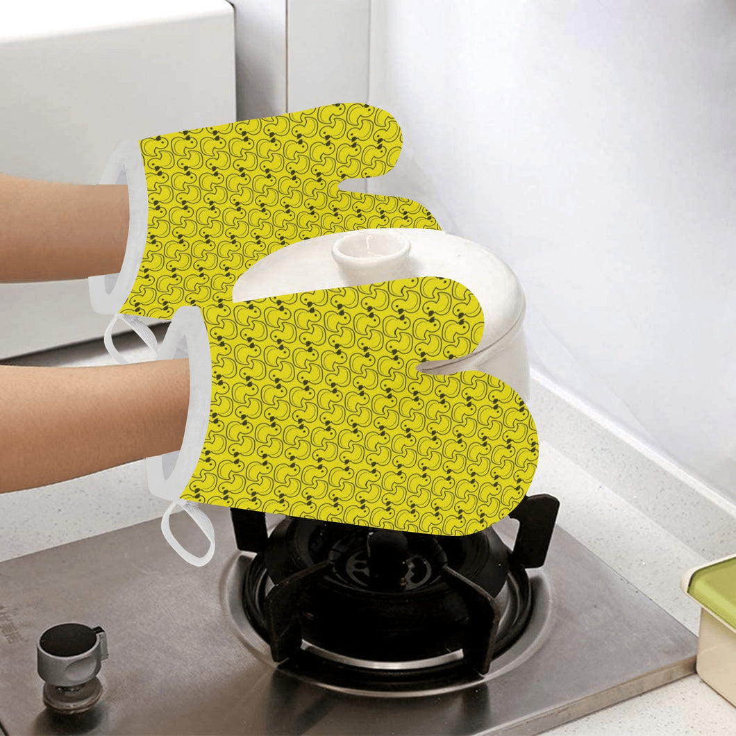 Duck Pattern Print Design 02 Heat Resistant Oven Mitts