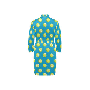 Tennis Pattern Print Design 05 Men's Long Sleeve Belted Night Robe