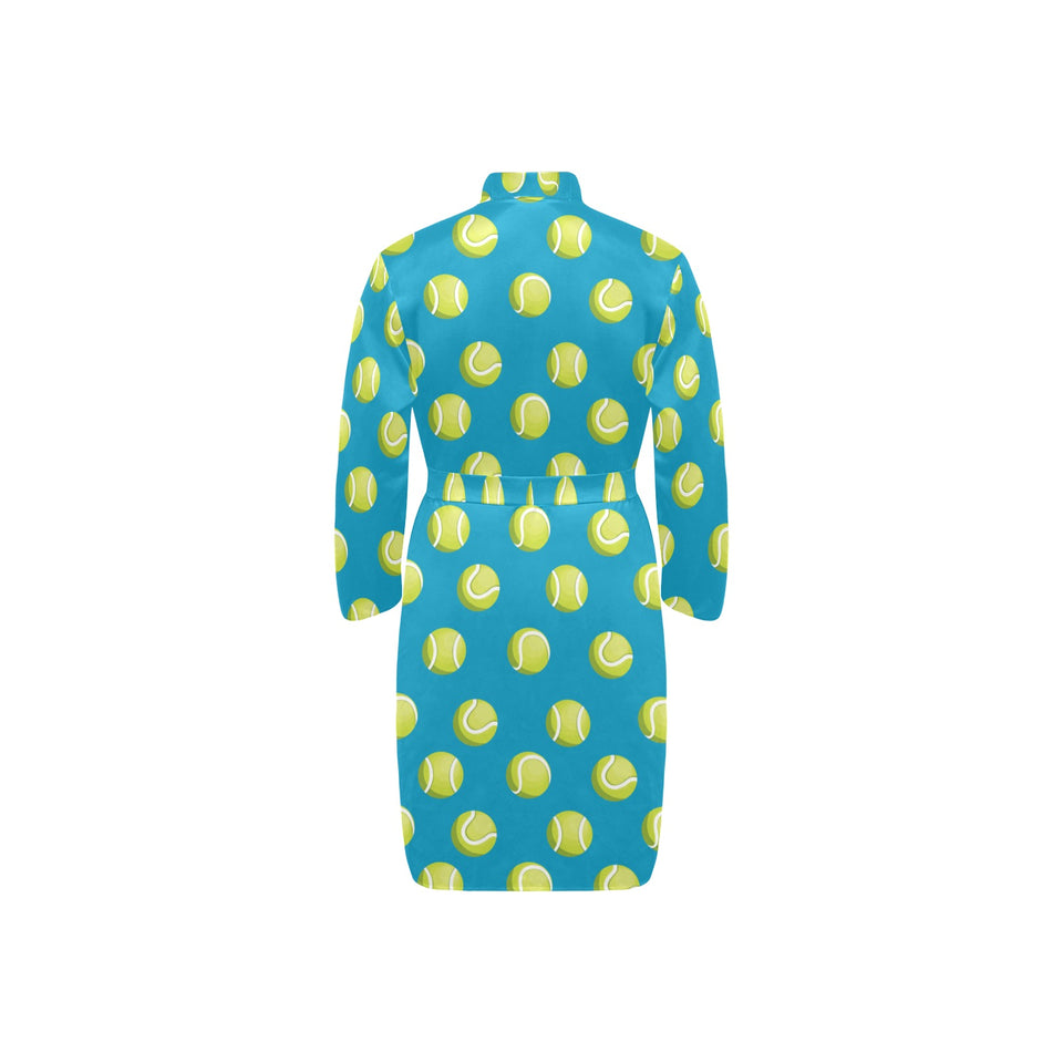 Tennis Pattern Print Design 05 Men's Long Sleeve Belted Night Robe