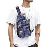 Blue japanese pattern cloud wave flower All Over Print Chest Bag