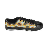 Watercolor papaya pattern Men's Low Top Canvas Shoes Black