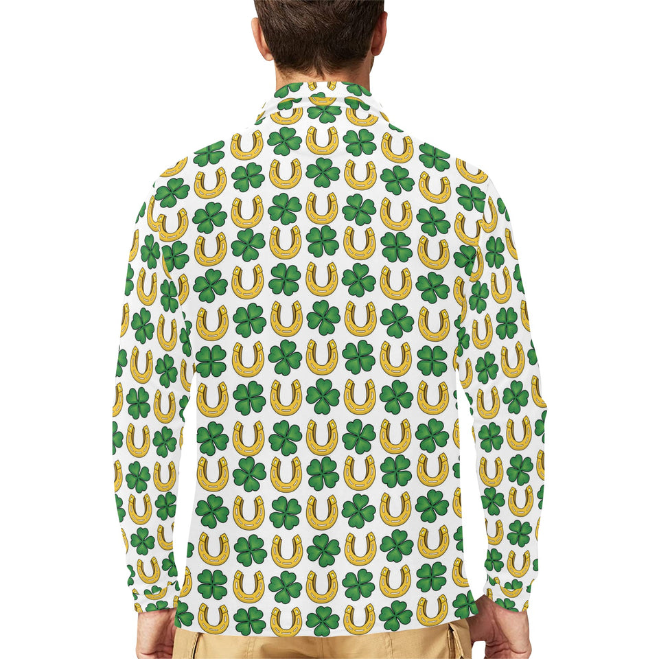 Horseshoes Pattern Print Design 04 Men's Long Sleeve Polo Shirt