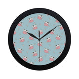 Cute cow flower pattern Elegant Black Wall Clock