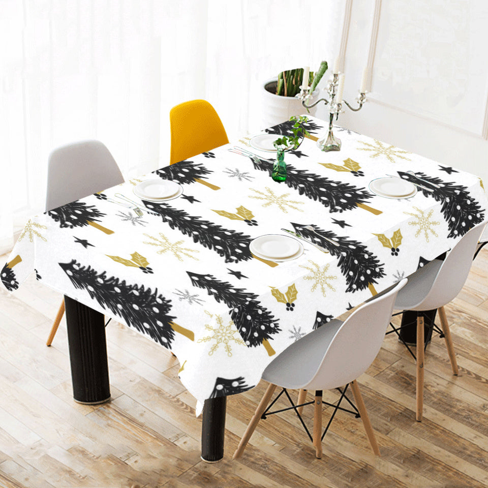Christmas tree holly snow star pattern Tablecloth