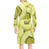 Sliced kiwi pattern Men's Long Sleeve Belted Night Robe