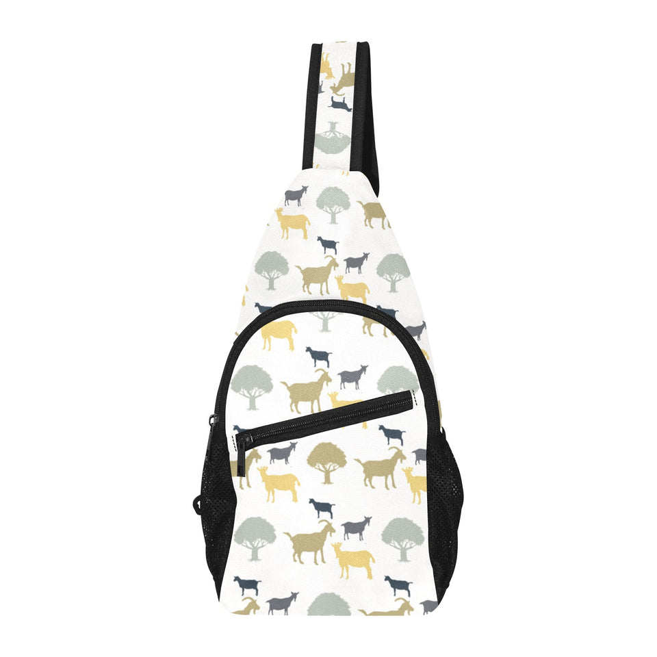 Silhouettes of goat and tree pattern All Over Print Chest Bag