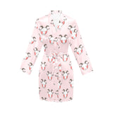 Cute goat pattern Women's Long Sleeve Belted Night Robe