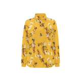 Bee flower pattern Women's Long Sleeve Polo Shirt