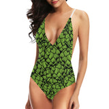 Green hop pattern Women's One-Piece Swimsuit