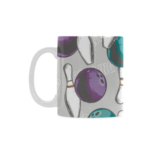 Bowling ball and pin gray background Classical White Mug (Fulfilled In US)