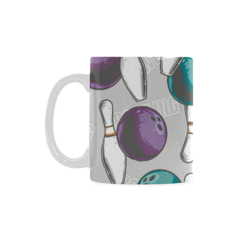 Bowling ball and pin gray background Classical White Mug (Fulfilled In US)