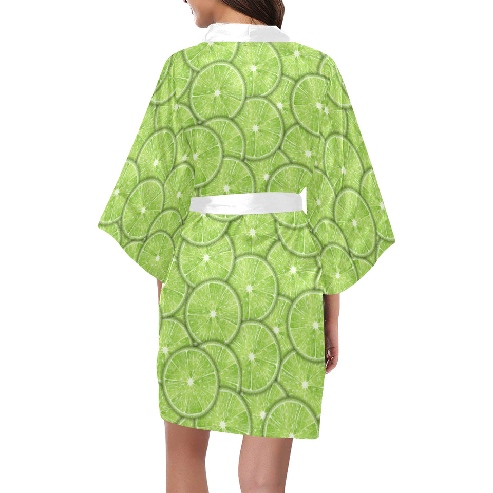 Slices of Lime pattern Women's Short Kimono Robe