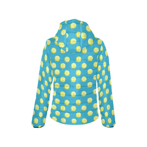 Tennis Pattern Print Design 05 Women's Padded Hooded Jacket