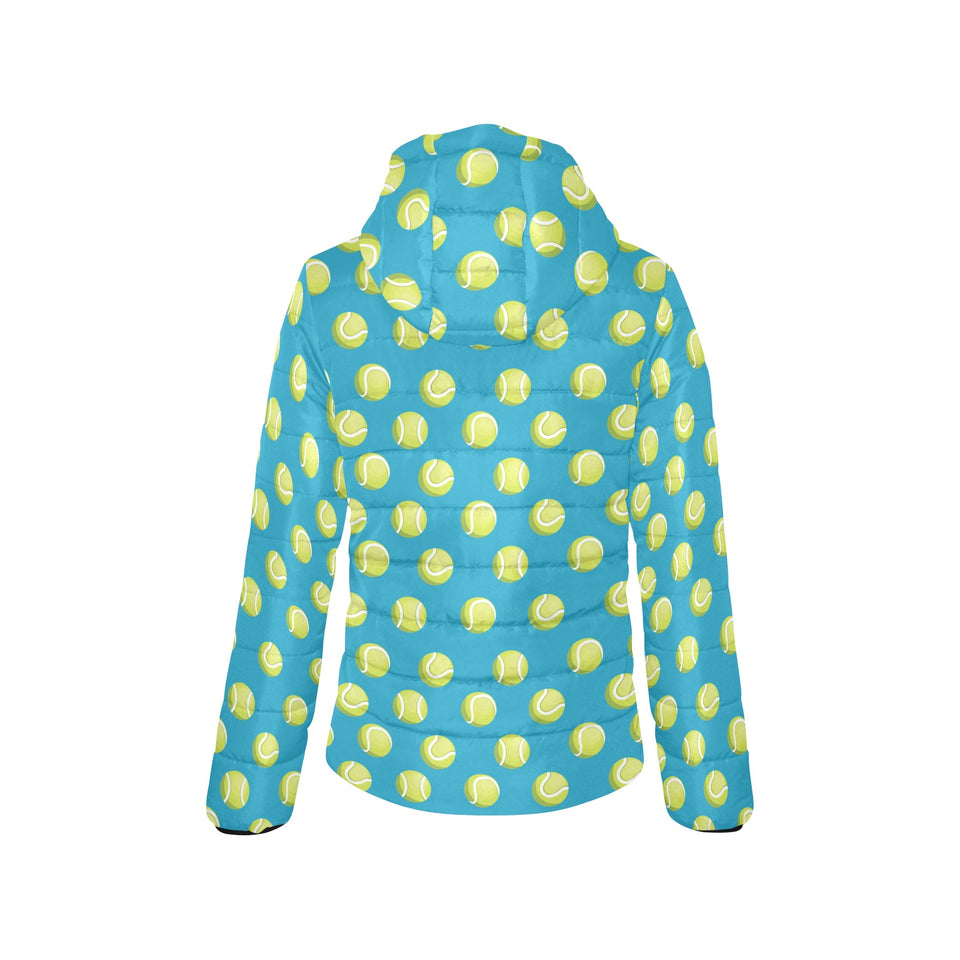 Tennis Pattern Print Design 05 Women's Padded Hooded Jacket
