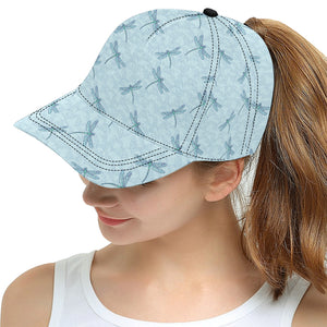 Dragonfly pattern blue background All Over Print Snapback Cap