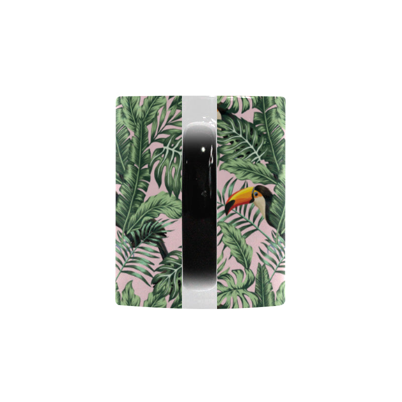 Toucan tropical green jungle palm pattern Morphing Mug Heat Changing Mug