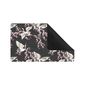 Japanese crane pink sakura pattern Doormat