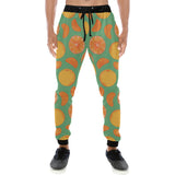 orange fruit pattern green background Unisex Casual Sweatpants