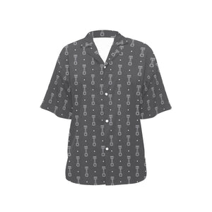 Engine Piston Black Background Pattern Design 02 Women's All Over Print Hawaiian Shirt