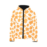 Orange Maple Leaf pattern Kids' Boys' Girls' Padded Hooded Jacket