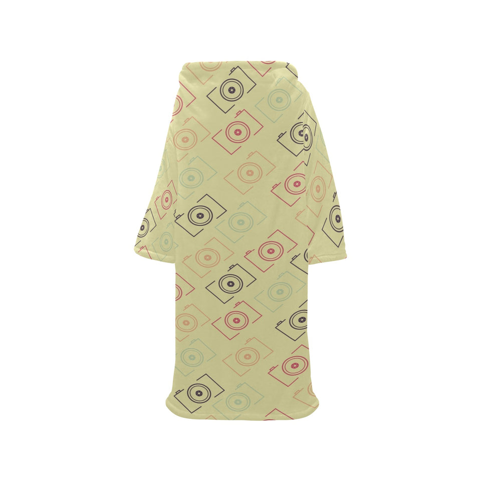 Camera Pattern Print Design 01 Blanket Robe with Sleeves