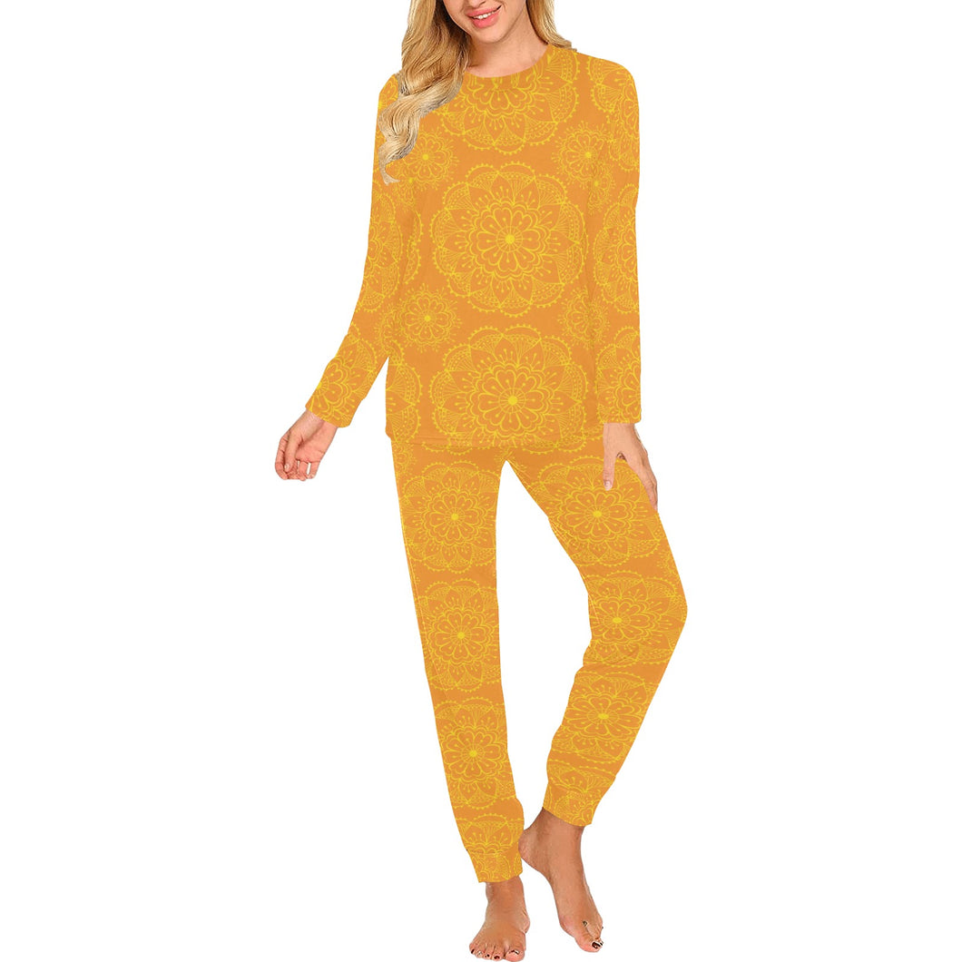 Orange traditional indian element pattern Women's All Over Print Pajama Set