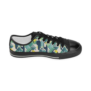 Toucan tropical leaves design pattern Kids' Boys' Girls' Low Top Canvas Shoes Black