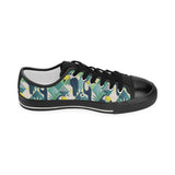 Toucan tropical leaves design pattern Women's Low Top Canvas Shoes Black