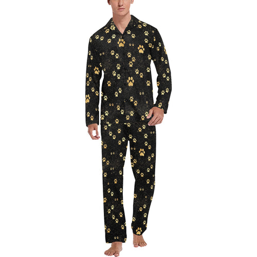 Dog Paws Pattern Print Design 05 Men's Long Pajama Set