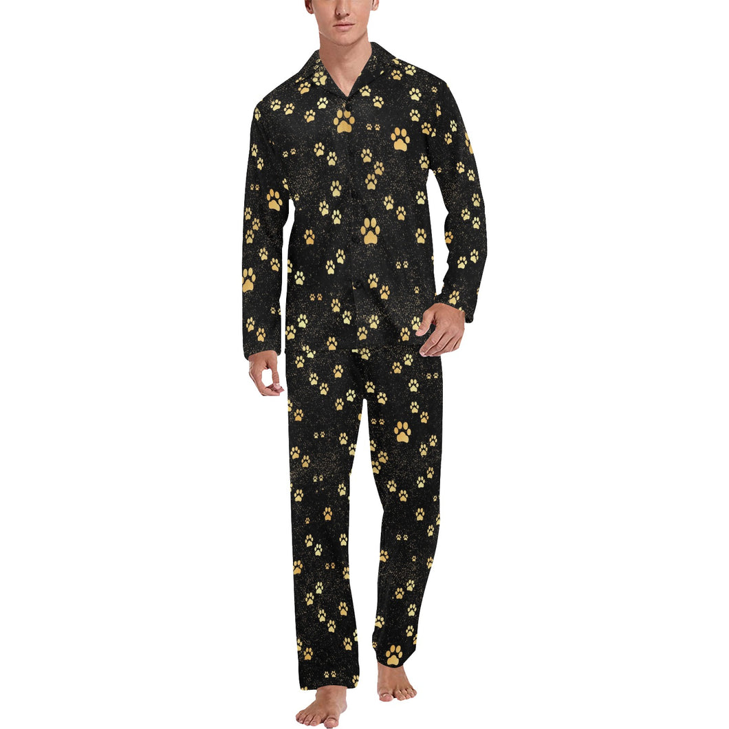 Dog Paws Pattern Print Design 05 Men's Long Pajama Set