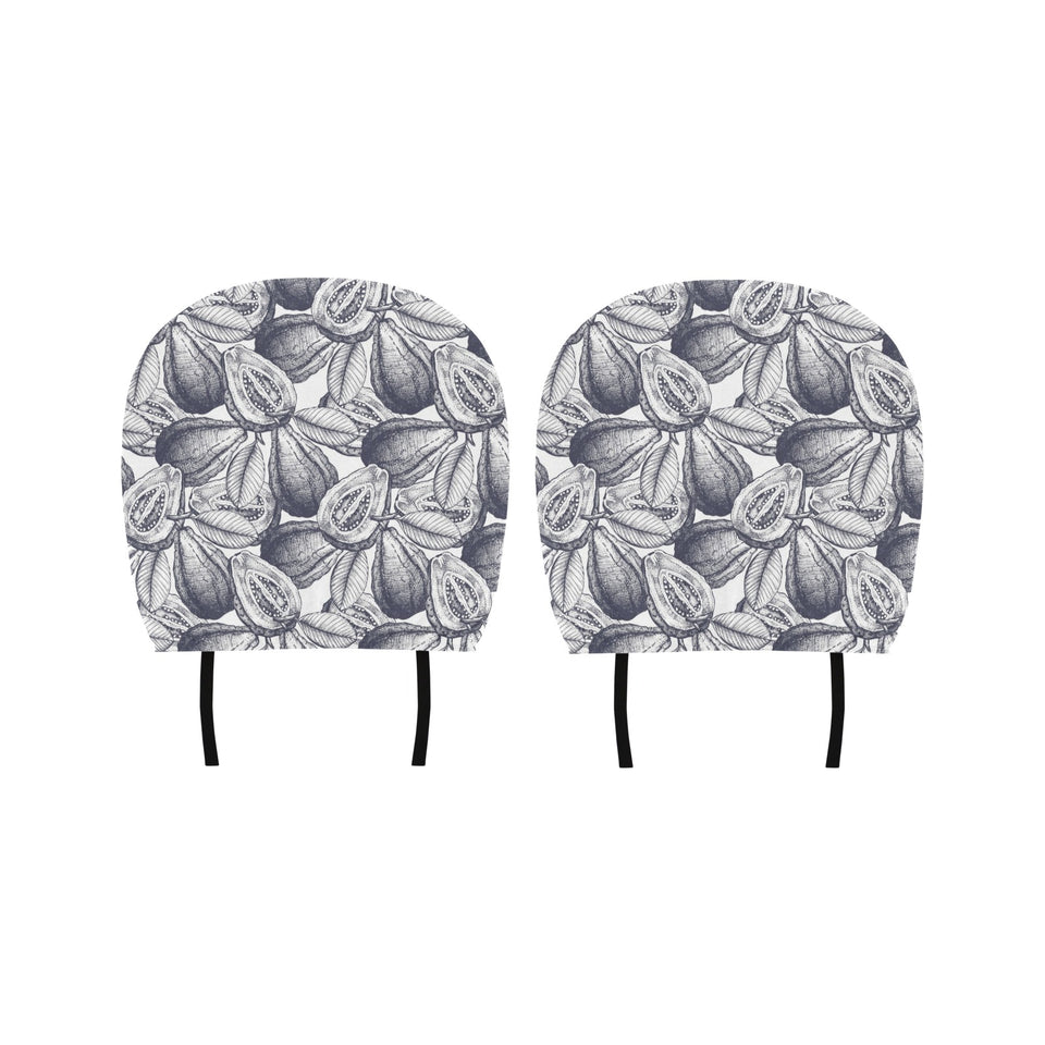 Guava tropical hand drawn pattern Car Headrest Cover