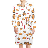 peanuts pattern background Men's Long Sleeve Belted Night Robe