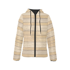 Wood Printed Pattern Print Design 01 Women's Padded Hooded Jacket